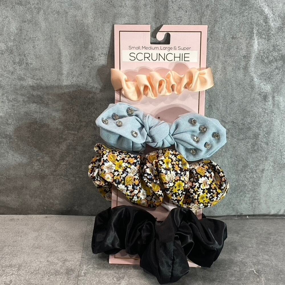 SCRUNCHIE Women's Assorted Color and Size 4-Piece Hair Scrunchies